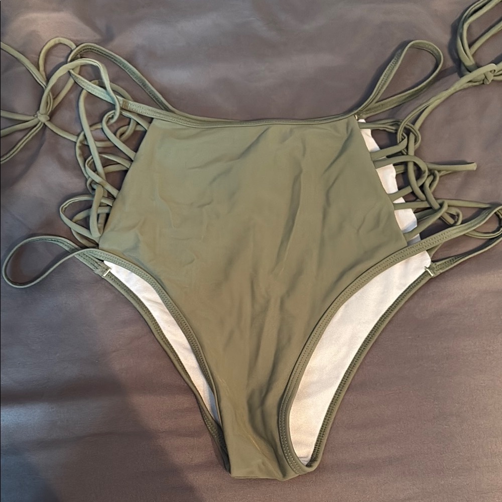 Olive Green Strappy Swimsuit bottom